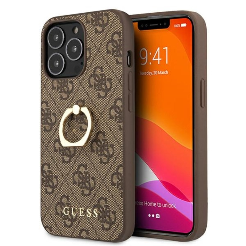 Etui Do iPhone 13 Pro Guess 4G Ring Case Brązowy