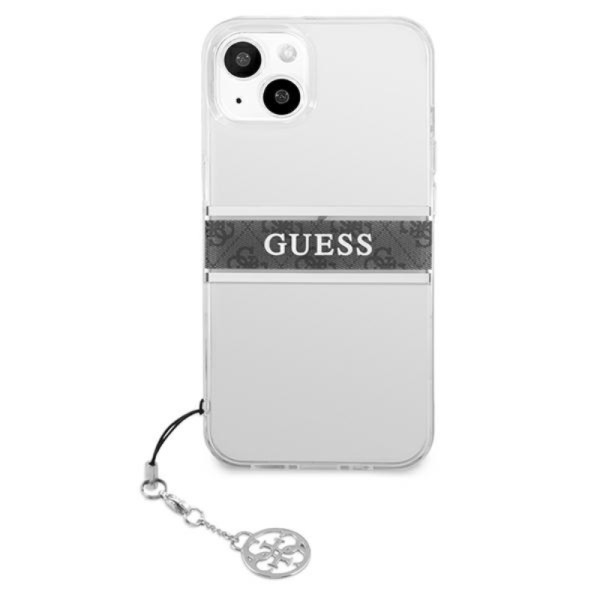 Etui Do iPhone 13 Mini Guess 4G Stripe Grey Charm Przezroczysty