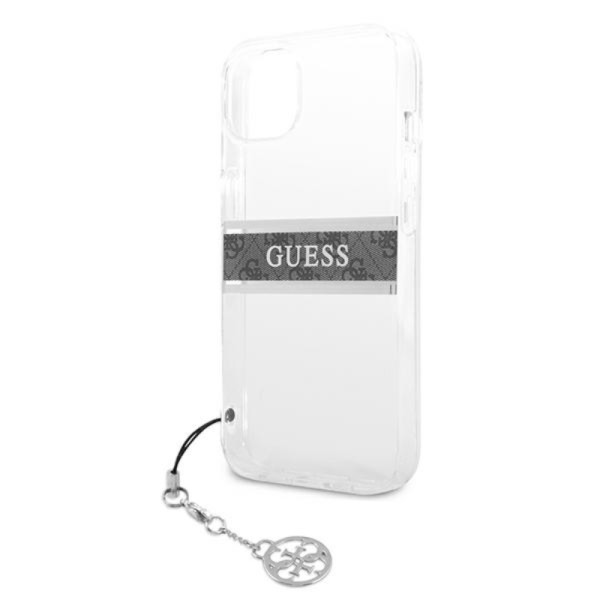 Etui Do iPhone 13 Mini Guess 4G Stripe Grey Charm Przezroczysty