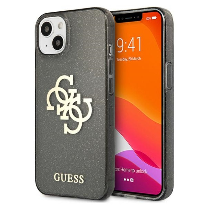 Etui Do iPhone 13 Mini Guess Glitter 4G Big Logo Czarny