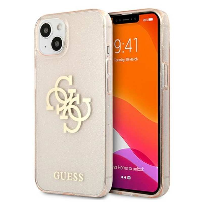 Etui Do iPhone 13 Mini Guess Glitter 4G Big Logo Złoty