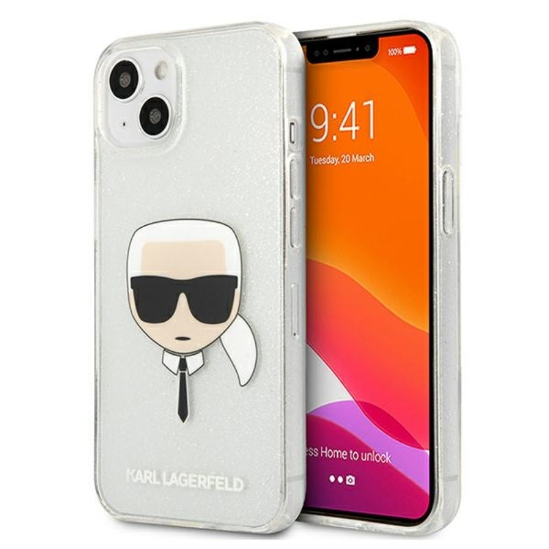 Etui Do iPhone 13 Mini Karl Lagerfeld Karl'S Head Glitter Srebrny
