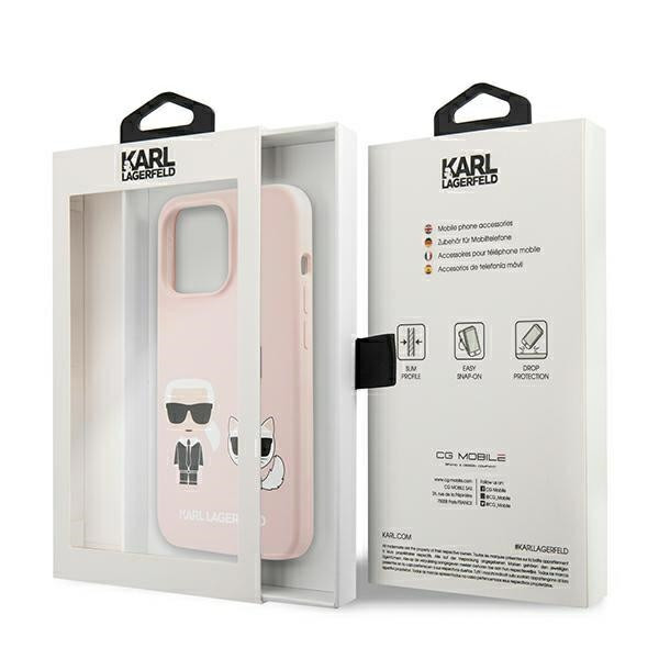 Etui Do iPhone 13 Pro Karl Lagerfeld Slilicone Karl & Choupette MagSafe Różowy