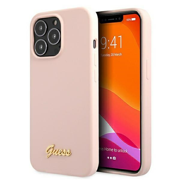 Etui Do iPhone 13 Pro Guess Silicone Script MagSafe Różowy