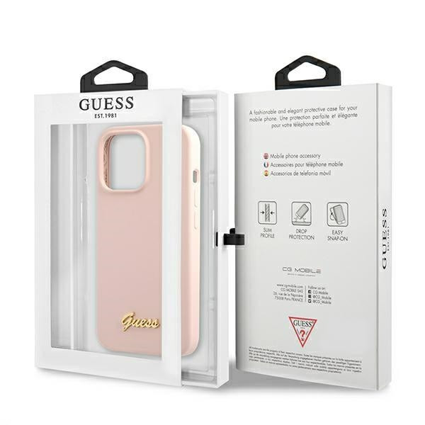 Etui Do iPhone 13 Pro Guess Silicone Script MagSafe Różowy