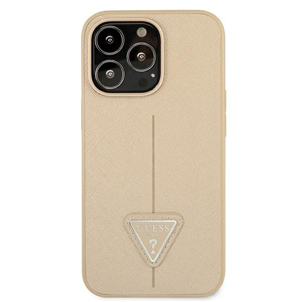 Etui Do iPhone 13 Pro Guess Saffiano Triangle Logo Case Beżowy