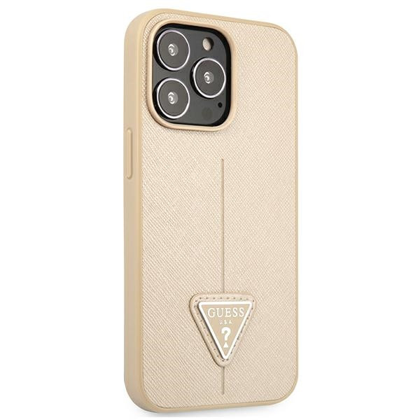 Etui Do iPhone 13 Pro Guess Saffiano Triangle Logo Case Beżowy