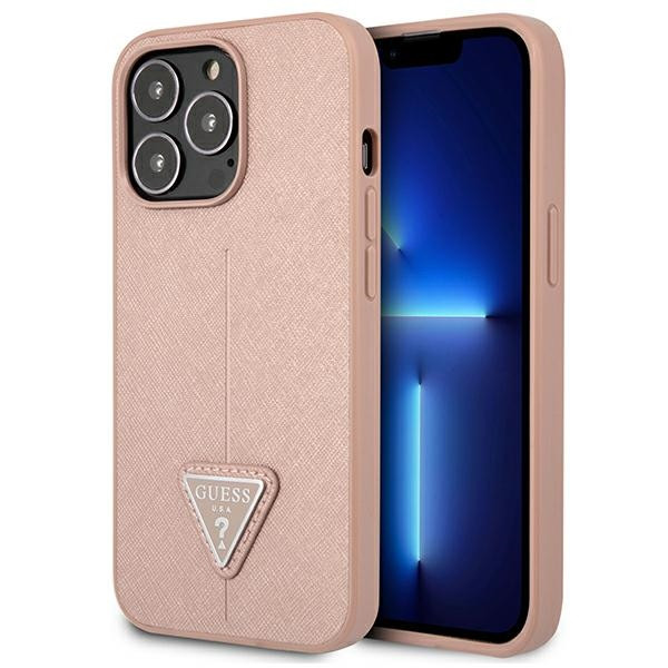 Etui Do iPhone 13 Pro Guess Saffiano Triangle Logo Case Różowy