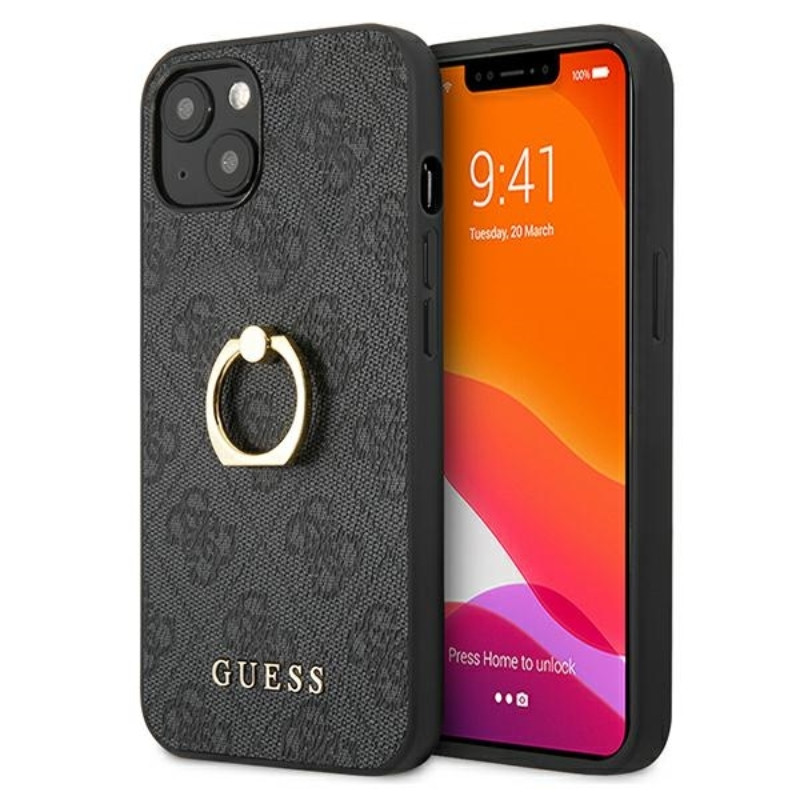 Etui Do iPhone 13 Mini Guess 4G Ring Case Szary
