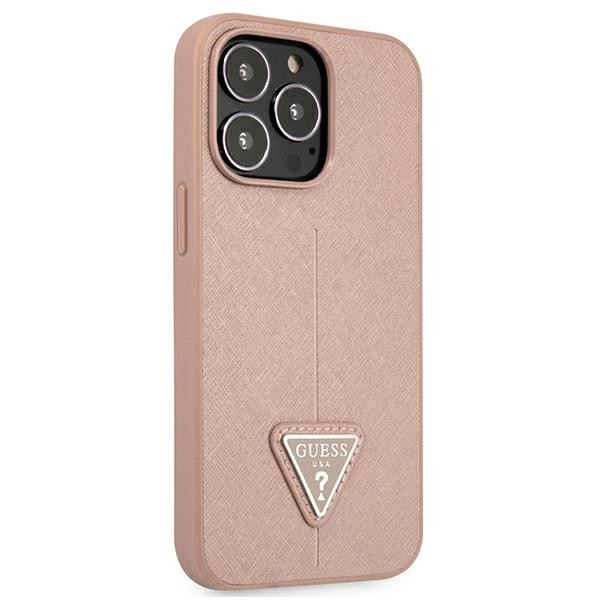 Etui Do iPhone 13 Pro Guess Saffiano Triangle Logo Case Różowy