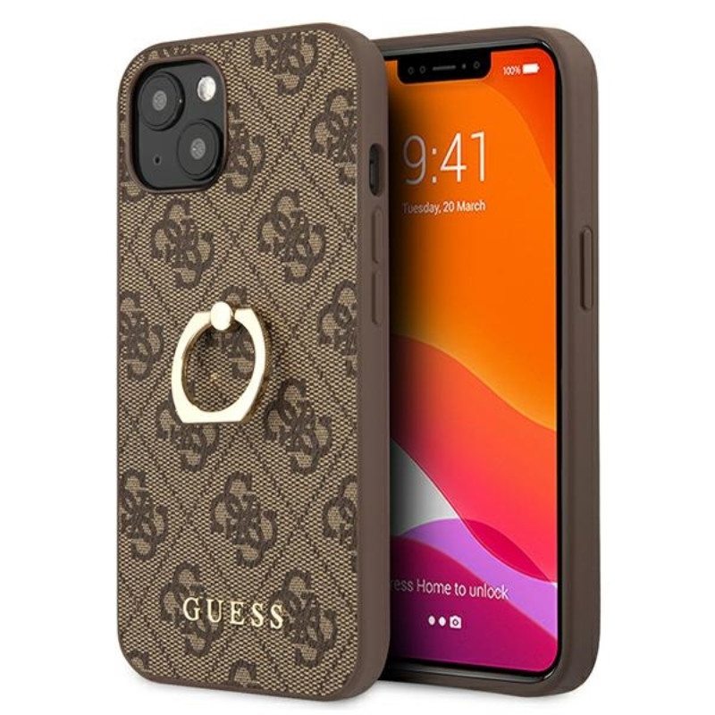 Etui Do iPhone 13 Mini Guess 4G Ring Case Brązowy