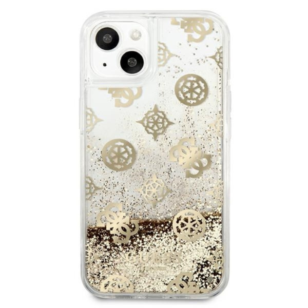 Etui Do iPhone 13 Mini Guess Peony Liquid Glitter Złoty