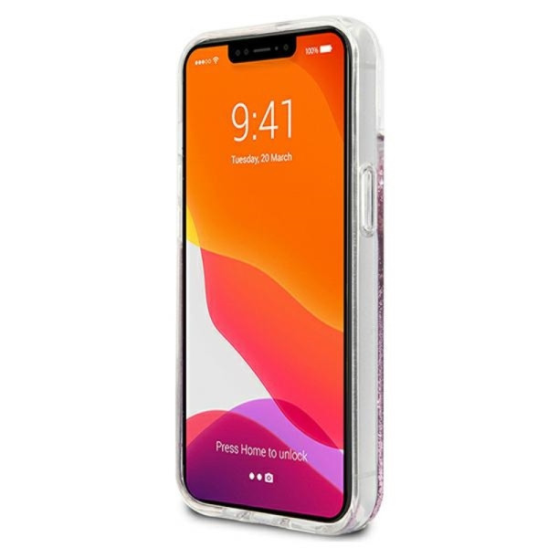 Etui Do iPhone 13 Mini Guess Peony Liquid Glitter Różowy