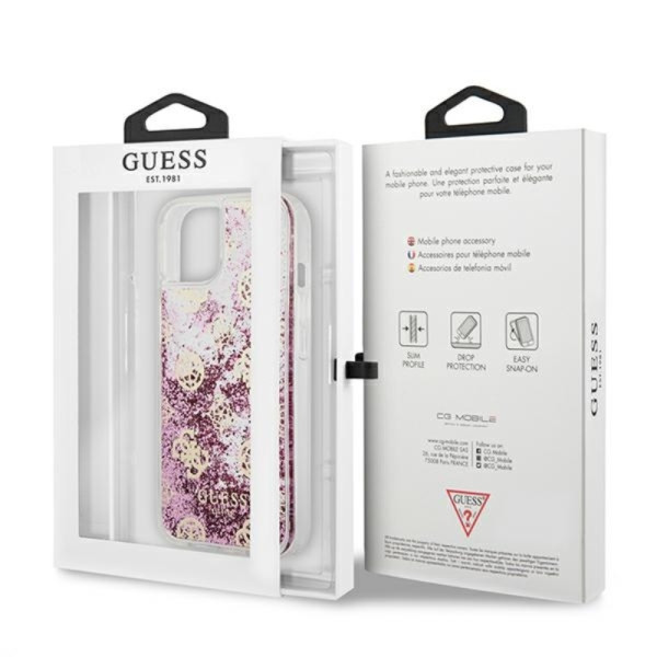 Etui Do iPhone 13 Mini Guess Peony Liquid Glitter Różowy