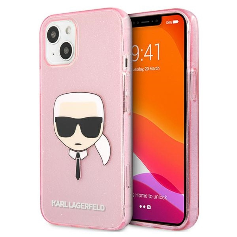 Etui Do iPhone 13 Mini Karl Lagerfeld Karl’S Head Glitter Różowy