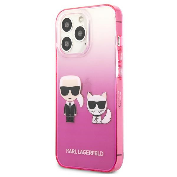 Etui Do iPhone 13 Pro Karl Lagerfeld Gradient Ikonik Karl & Choupette Różowy