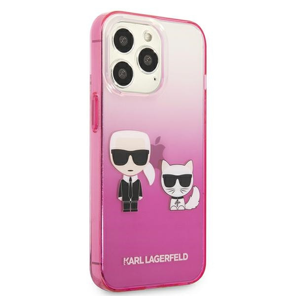 Etui Do iPhone 13 Pro Karl Lagerfeld Gradient Ikonik Karl & Choupette Różowy