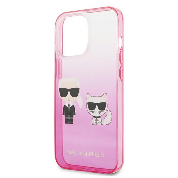 Etui Do iPhone 13 Pro Karl Lagerfeld Gradient Ikonik Karl & Choupette Różowy