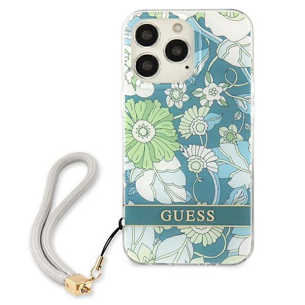 Etui Ze Smyczką Do iPhone 13 Pro Guess Flower Cord Zielony