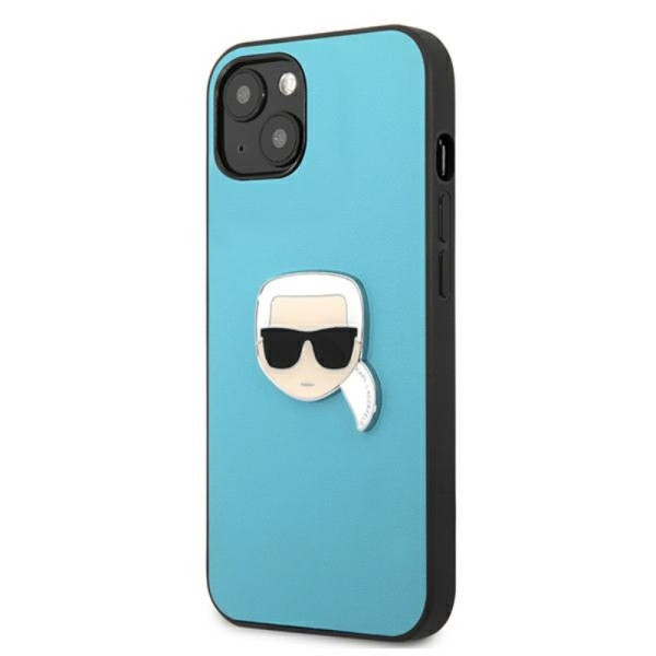 Etui Do iPhone 13 Mini Karl Lagerfeld Pu Leather Karl'S Head Metal Niebieski