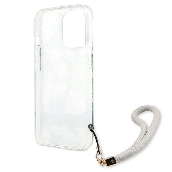 Etui Ze Smyczką Do iPhone 13 Pro Guess Flower Cord Zielony