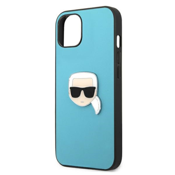 Etui Do iPhone 13 Mini Karl Lagerfeld Pu Leather Karl'S Head Metal Niebieski