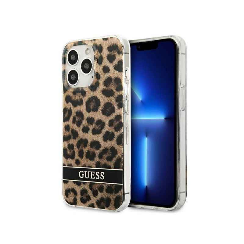 Etui Do iPhone 13 Pro Guess Leopard Electro Stripe Brązowy