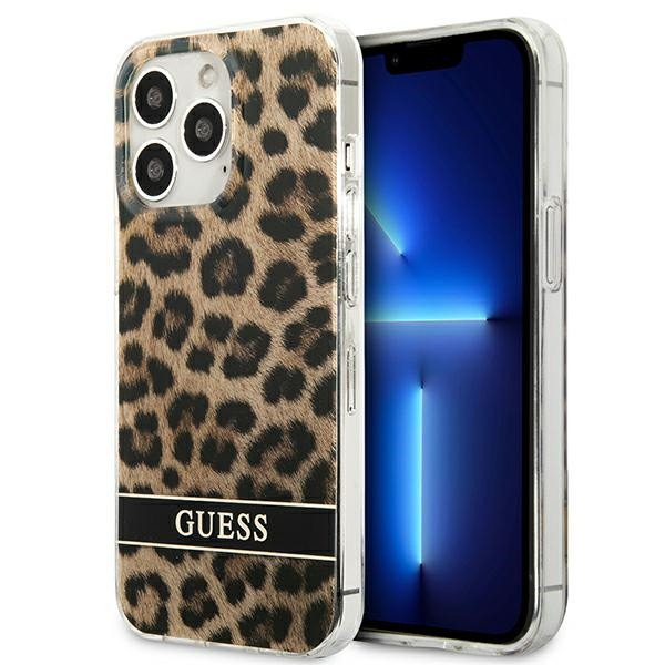 Etui Do iPhone 13 Pro Guess Leopard Electro Stripe Brązowy