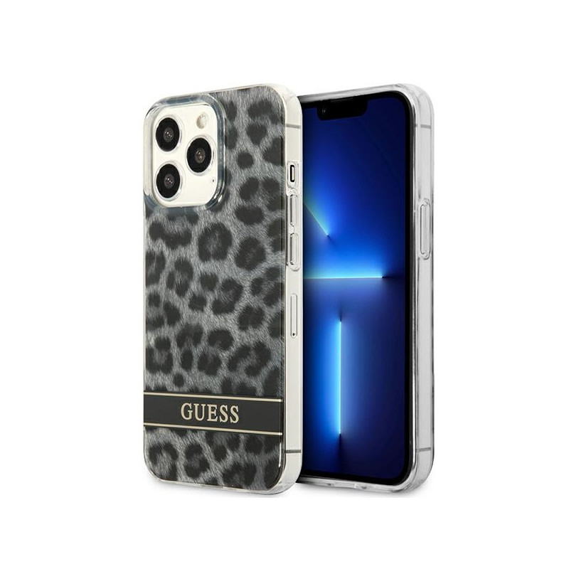 Etui Do iPhone 13 Pro Guess Leopard Electro Stripe Szary