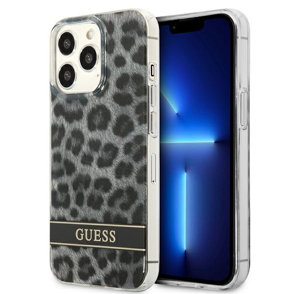 Etui Do iPhone 13 Pro Guess Leopard Electro Stripe Szary