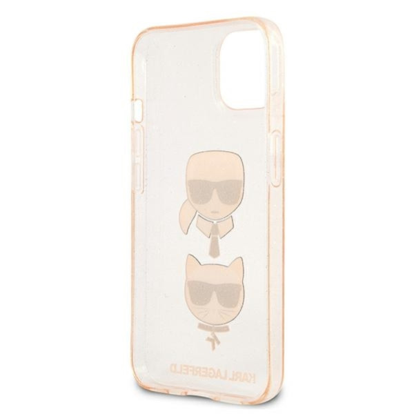 Etui Do iPhone 13 Mini Karl Lagerfeld Glitter Karl & Choupette Head Złoty