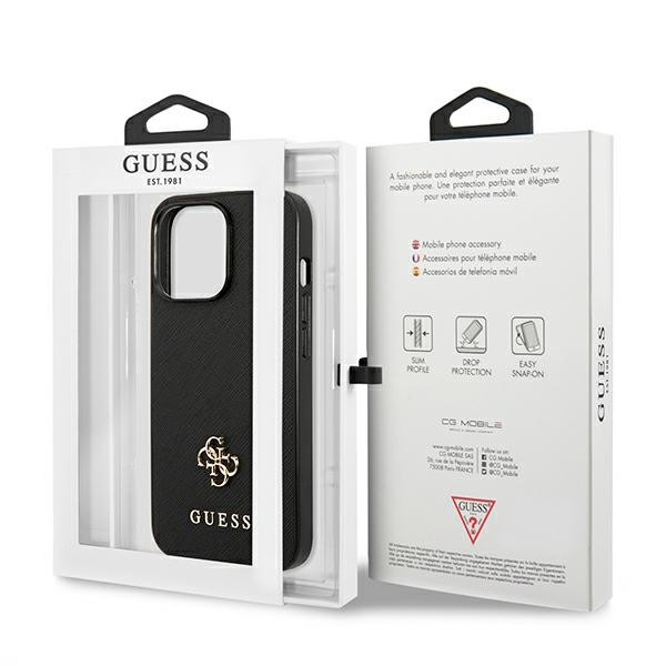 Etui Do iPhone 13 Pro Guess Saffiano 4G Small Metal Logo Czarny