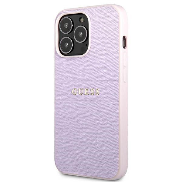 Etui Do iPhone 13 Pro Guess Saffiano Hot Stamp & Metal Logo Fioletowy