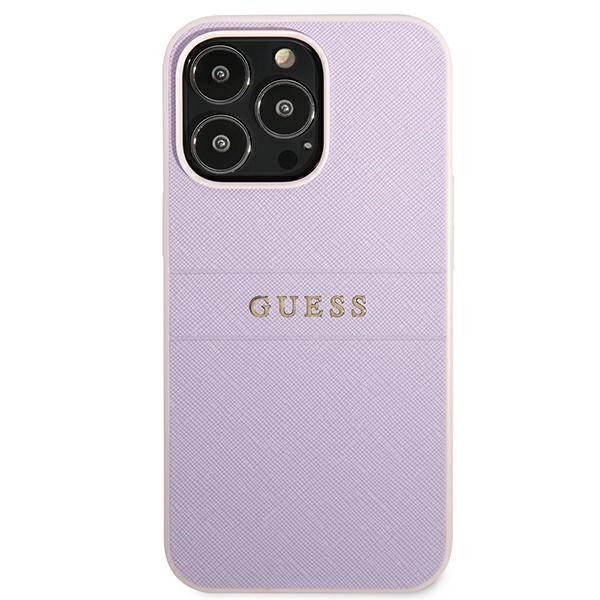 Etui Do iPhone 13 Pro Guess Saffiano Hot Stamp & Metal Logo Fioletowy