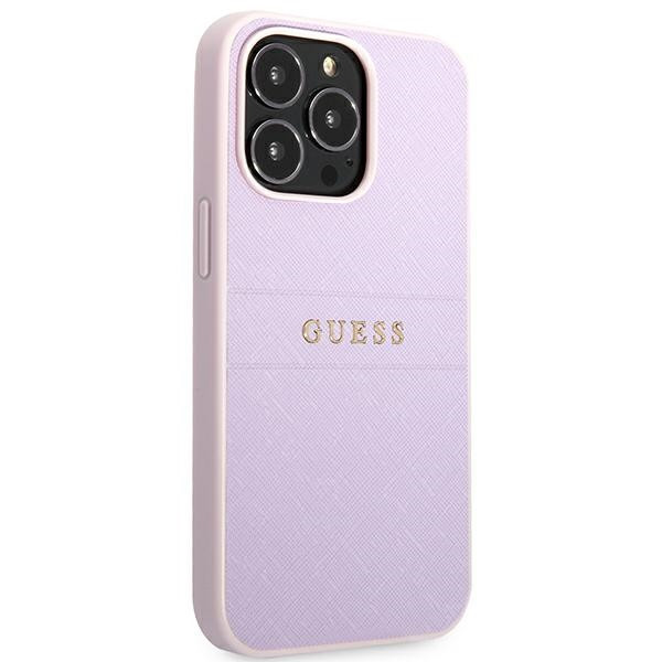 Etui Do iPhone 13 Pro Guess Saffiano Hot Stamp & Metal Logo Fioletowy