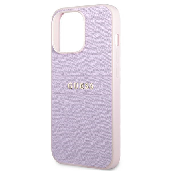 Etui Do iPhone 13 Pro Guess Saffiano Hot Stamp & Metal Logo Fioletowy