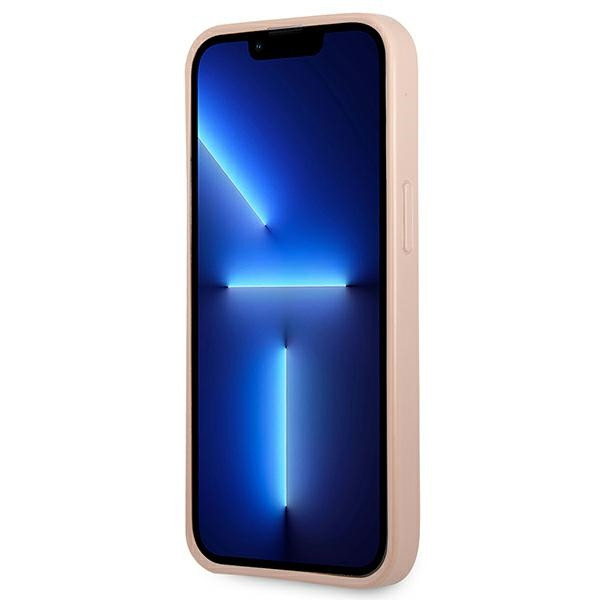 Etui Do iPhone 13 Pro Guess Saffiano Double Card Triangle Różowy