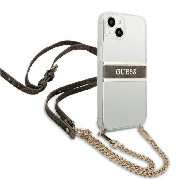 Etui Do iPhone 13 Mini Guess 4G Gold Stripe Crossbody Biały