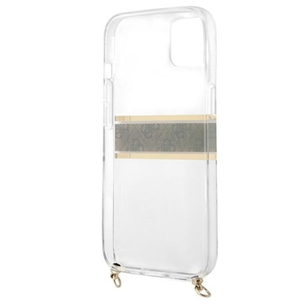 Etui Do iPhone 13 Mini Guess 4G Gold Stripe Crossbody Biały