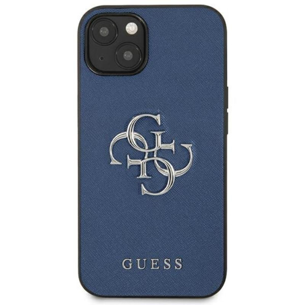 Etui Do iPhone 13 Mini Guess Saffiano 4G Big Silver Logo Niebieski