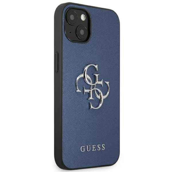 Etui Do iPhone 13 Mini Guess Saffiano 4G Big Silver Logo Niebieski