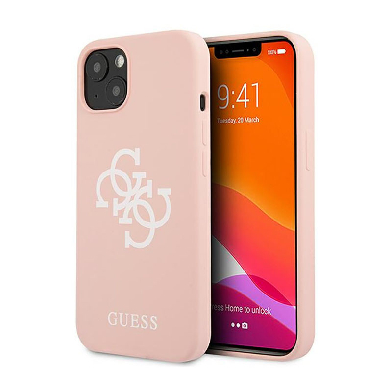 Etui Do iPhone 13 Mini Guess Silicone 4G Big Logo Różowy