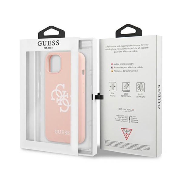 Etui Do iPhone 13 Mini Guess Silicone 4G Big Logo Różowy