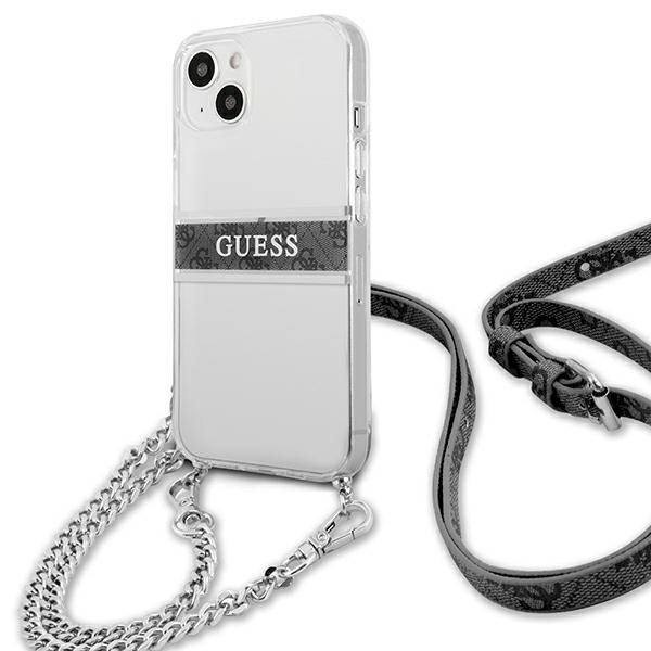 Etui Do iPhone 13 Mini Guess 4G Silver Stripe Crossbody Biały