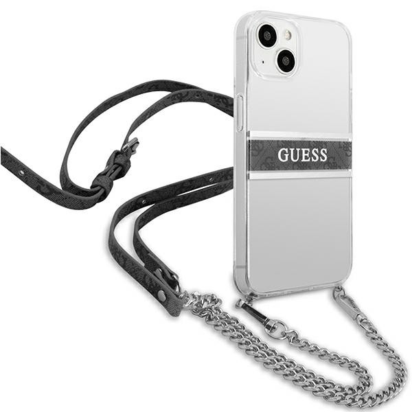 Etui Do iPhone 13 Mini Guess 4G Silver Stripe Crossbody Biały