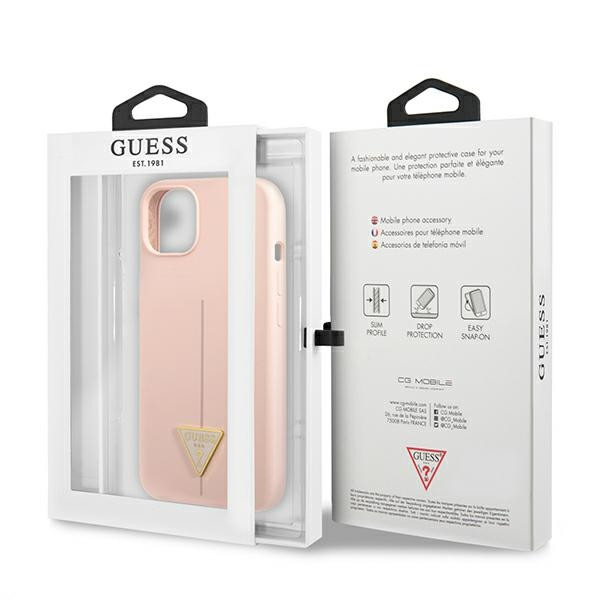 Etui Do iPhone 13 Mini Guess Silicone Triangle Logo Różowy