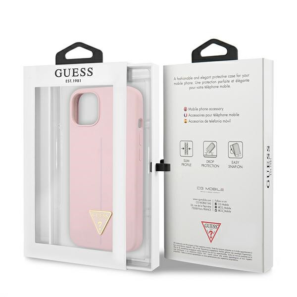 Etui Do iPhone 13 Mini Guess Silicone Triangle Logo Różowy