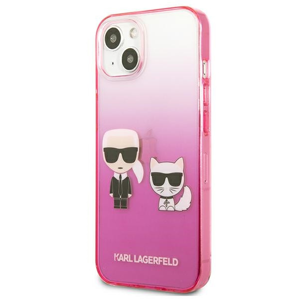 Etui Do iPhone 13 Mini Karl Lagerfeld Gradient Ikonik Karl & Choupette Różowy