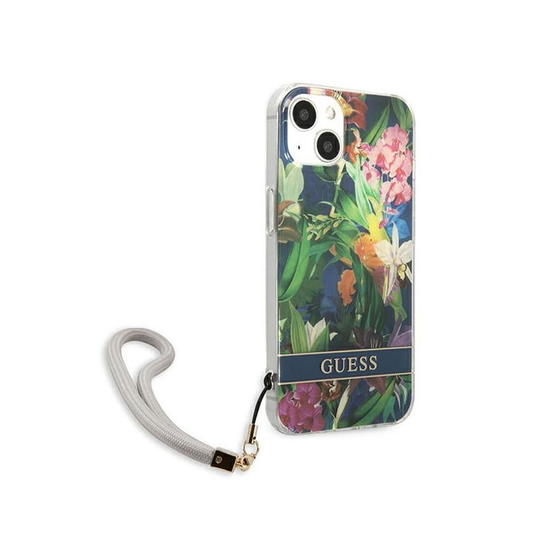 Etui Ze Smyczką Do iPhone 13 Mini Guess Flower...