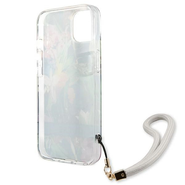 Etui Ze Smyczką Do iPhone 13 Mini Guess Flower Cord Niebieski